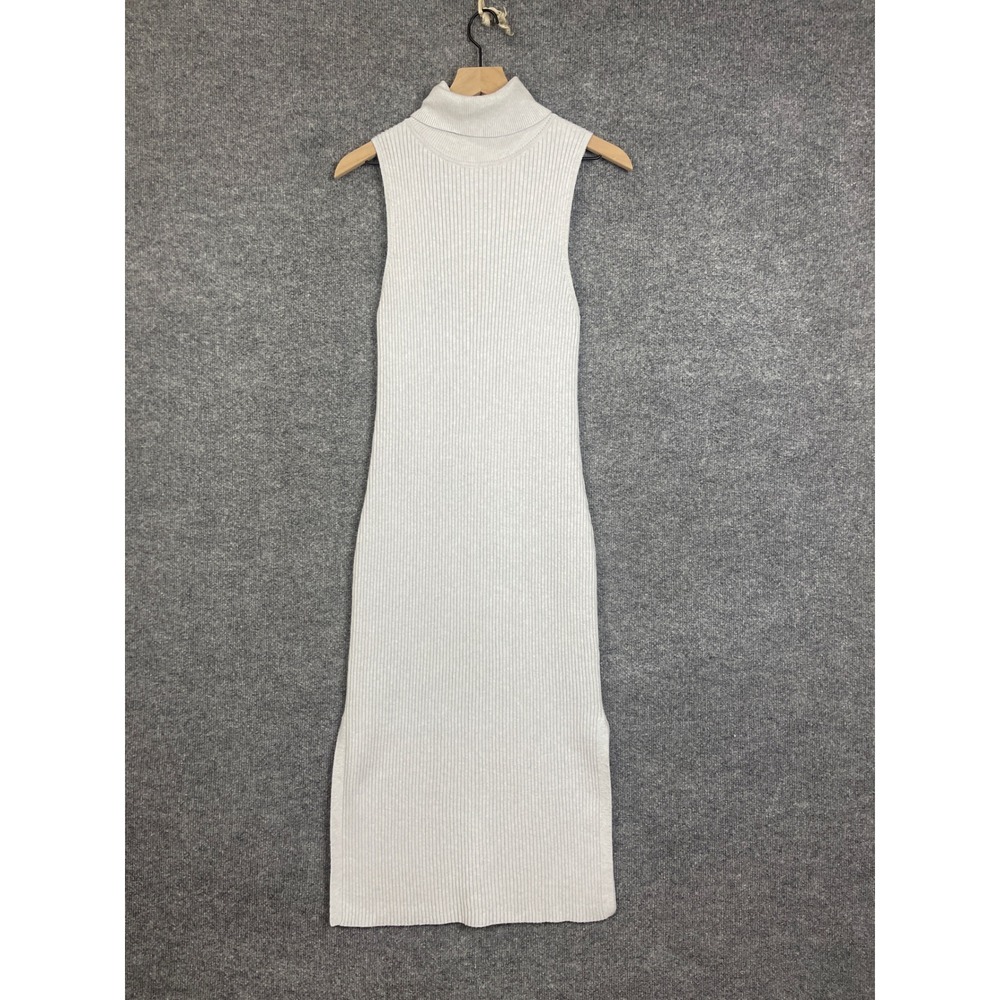Daily Practice sweater Dress M Grey Excellent Ribbed Sleeveless Turtleneck Midi